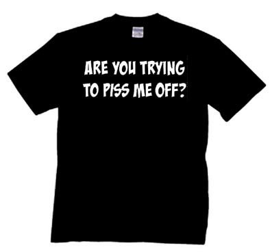 Are you trying to piss me off? Funny T-shirt Oneliner