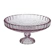 Small Embossed Glass Cake Stand Pink