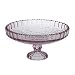 Small Embossed Glass Cake Stand Pink