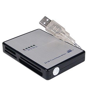 23-in-1 USB 2.0 Card Reader and Writer (Silver Black)