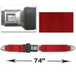 2-point Lap Seatbelt, Metal Button Release, 74 Inch Length, Red