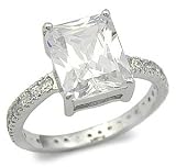4 Carats Emerald Cut Cubic Zirconia Engagement Ring