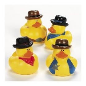  One Dozen (12) Cowboy Rubber Duck Party Favors