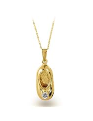 14K Yellow Gold April White Topaz Birthstone Baby Bootie Pendant