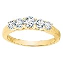 14K White Gold 3/4 ct. ''Created Moissanite" Five-Stone Ring