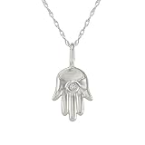 Diamond Hamsa Pendant set in 14k White Gold (GH/I1)