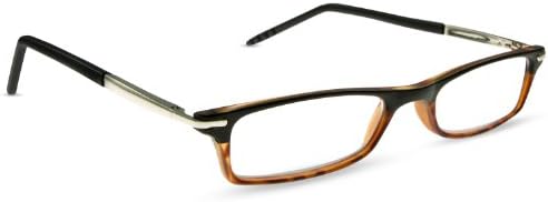 Cinzia Optimist Reading Glasses - For Men or Women - Spring Hinges - Case Included, 3.00, Black/Amber Tortoise