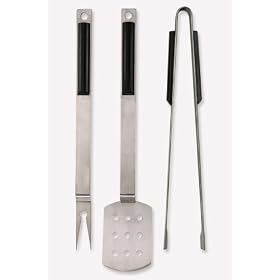 Zack 20795 TERRAZZO barbeque set of 3 flat handle with nylon 17.73 inch Stainless Steel
