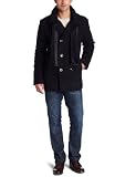 Kenneth Cole Mens Plush Pea Coat With Scarf