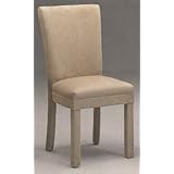 Set of 2 Modern Contemporary Tan Microfiber Parson Dining Chairs