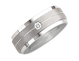 Men's 8mm Fancy Diamond Wedding Band 1/10 Carat (ctw) in 14K White Gold