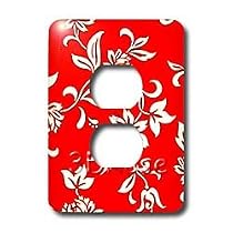 Flowers - Hibiscus Flower On Red - Light Switch Covers - 2 plug outlet cover