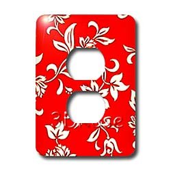 Flowers - Hibiscus Flower On Red - Light Switch Covers - 2 plug outlet cover