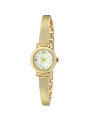 Peugeot 7092G Womens Petite Gold-tone Crystal Bracelet Watch