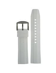 Watch Band Silicone Rubber Heavy White Strap Stainless Buckle Waterproof Fits 24 millimeters