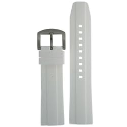 Watch Band Silicone Rubber&nbsp;Heavy White Strap Stainless Buckle Waterproof Fits 24 millimeters