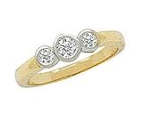 1/2 ct.tw Two-tone Bezel-set Diamonds Trio Band