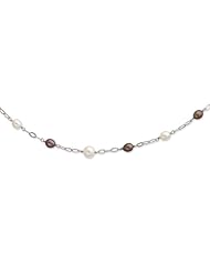 SS 18in White/Chocolate Freshwater Cult. Pearl w/ 2in ext. Necklace