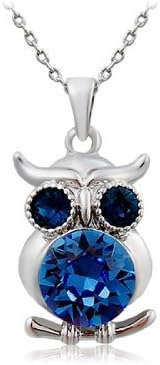 18K Plated Alloy Stylish Necklace with Owl Pendant (White Gold) M. by refill