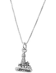 Sterling Silver Three Dimensional Lighthouse on Island Necklace