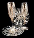 Enchantment Design - Hand Painted - Matching Set of Toasting Flutes - 6 oz. & 7 inch Cake Plates