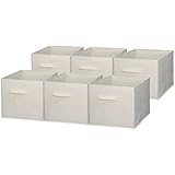 Sodynee Foldable Cloth Storage Cube Basket Bins Organizer Containers Drawers, 6 Pack, Beige, Beige