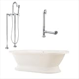 Giagni Capri 67 Tub in White with Floor Mount Faucet and Cross Handles in...