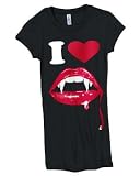 I Heart Vampire Lips Juniors Longer Length TShirt