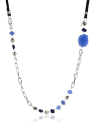 Kenneth Cole New York "Oceans Blue" Semiprecious Bead Long Leather Necklace, 46"
