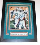Dan Marino and Mark Clayton DUAL Autographed Miami Dolphins 8" x 10" Custom Framed Photograph