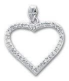 18in Rhodium-plated Large CZ Heart Necklace