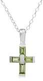 Sterling Silver Peridot Cross Pendant, 18