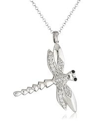 Giorgio Martello Sterling Silver Cubic-Zirconia Encrusted Dragonfly Necklace