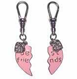 Best Friends Pink Dog Collar Charms with Crystal Hearts