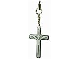 SILVER METAL ON CROSS CELL PHONE CHARM - RETAIL PACKAGING