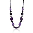 Necklace with Shiny Black Plating and Special Colored Stones