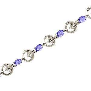 14kt White Gold Diamond and Oval Tanzanite Bracelet 3ct TW by