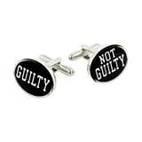 Silver plated and enamel guilty not guilty legal lawyer cufflinks with presentation box. Made in the U.S.A