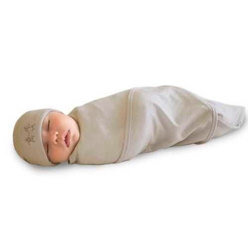 Cocooi Babywrap Newborn Baby Swaddle and Cap, Natural Color, 100% Natural Soft Merino Wool