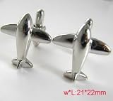 Shiny Silver Vintage Airplane Cufflinks Cuff Links