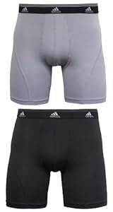 adidas Men's Sport Performance Climalite 2-Pack Boxer Brief, Aluminum 2/Black, Medium
