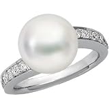 18K White Gold Paspaley South Sea Cultured Pearl and Diamond Ring