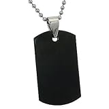 Engraveable Black Stainless Steel Dog Tag with 22 Inch Bead Chain