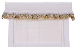 Ellis Curtain Kitchen Collection Sea Shells Ruffled Valance, White