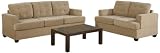 Bobkona Mahoney Collection 2-Piece Sofa Set, Khaki