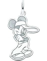 14K WG Disney Mickey Mouse Lobster Clasp Charm 23mm