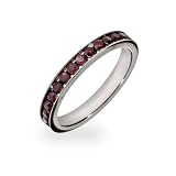 Eve's Addiction Garnet CZ Sterling Silver Stackable Eternity Band