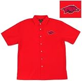 NCAA Arkansas Razorbacks Collegiate Prevail Dark Red Men's Button Down Polo Shirt
