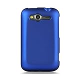 Hard Snap on Plastic BLUE RUBBERIZED Faceplate Cover Case for HTC WILDFIRE  ....