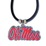 Mississippi Rebels  Ole Miss Rubber Cord Logo Pendant Necklace